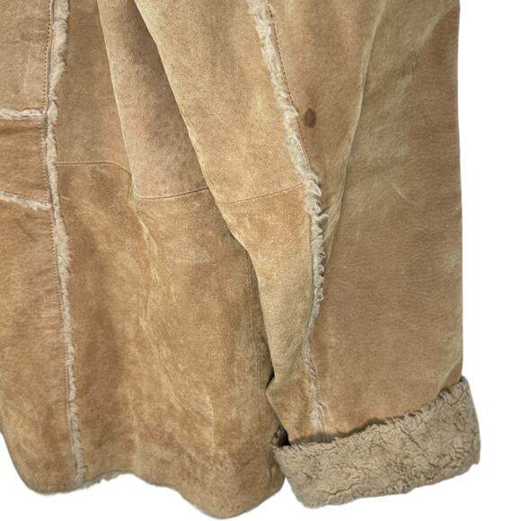 Vintage Y2K Suede Leather Jacket Coat Womens XL Sherpa Lined Penny Lane Brown - Picture 9 of 13
